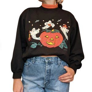 Vintage 90s Halloween Crewneck Sweatshirt Pumpkin